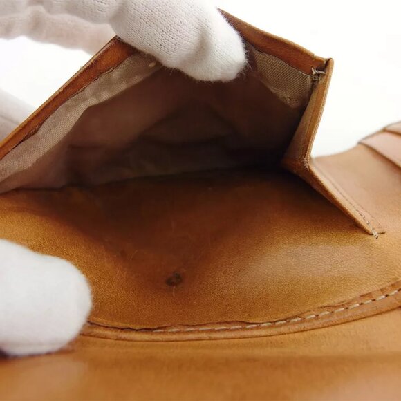 CELINE two-fold wallet macadam beige PVC ?~ leather Authentic used - Picture 8 of 9